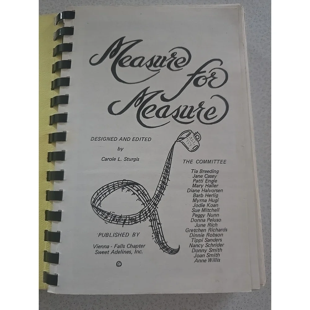 Measure for Measure (1979) - Sweet Adelines - Favorite Vintage Recipes 3rd Print